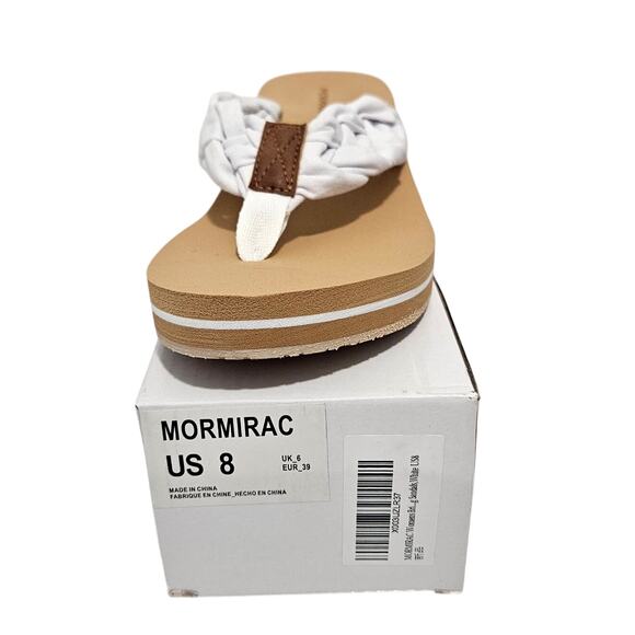 MORMIRAC Tan White Braided Strap Thong Flip Flop Sandals Women's Size 8 NWB - Picture 6 of 6